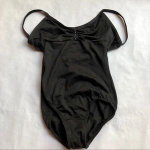 Motionwear Leotard with Ruched Jewel Accent